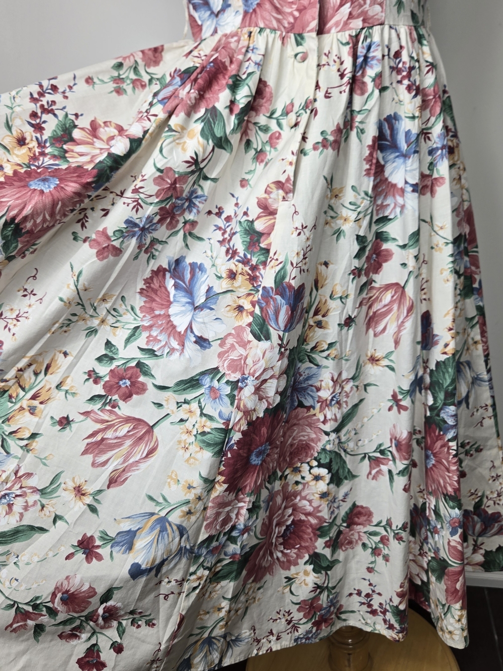 Vintage Clues Garden Floral Cottagecore Prairie Midi Dress Romantic Boho Size 8 - Picture 6 of 10